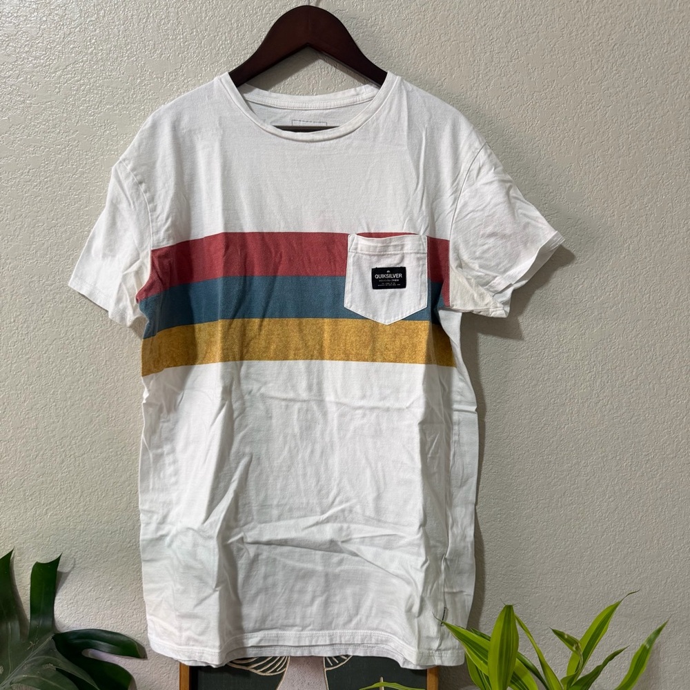 ✨4 for $15✨ White Quicksilver Tee with Stripes